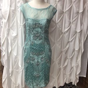 Sue Wong 6 Mermaid Beaded Cocktail MOTB Dress